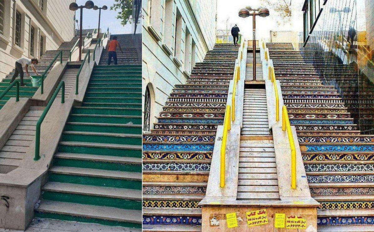 علت رنگ آمیزی پله‌‌های خیابان ولیعصر (عج) مشخص شد