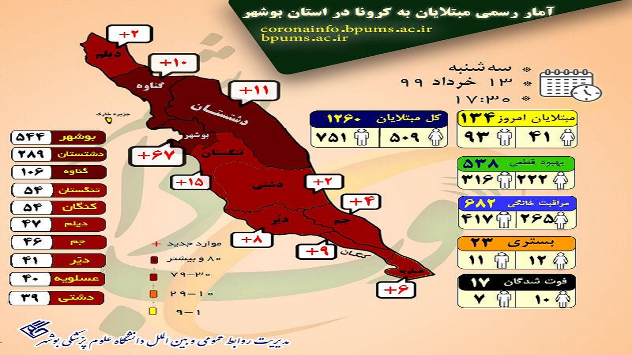 کرونا در بوشهر رکورد زد کرونا در بوشهر رکورد زد