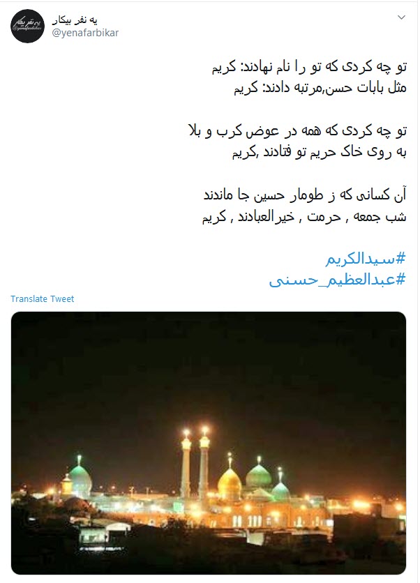 ما را وصال کرب و بلا گر نصیب نیست؛ هستیم پس دخیل تو یا سیدالکریم