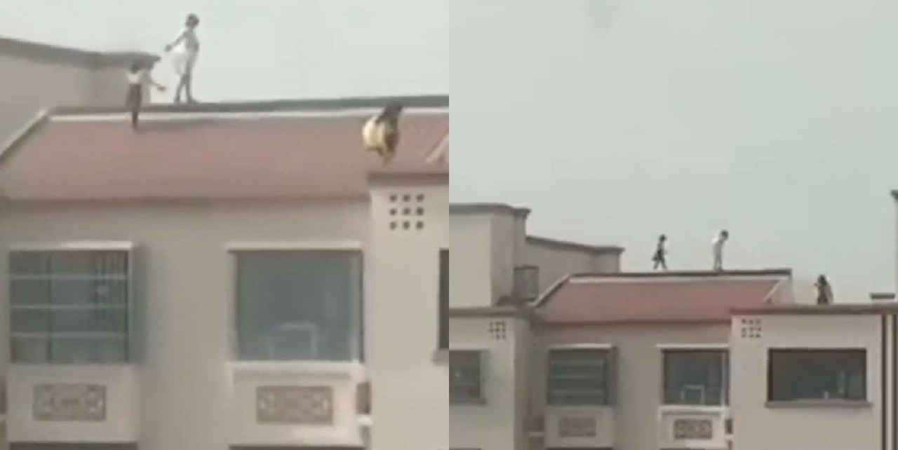 صحنه‌ هولناک بازی کودکان روی سقف برج ۱۱ طبقه!