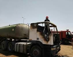 آتش سوزی کامیون های حمل بار در دوغارون