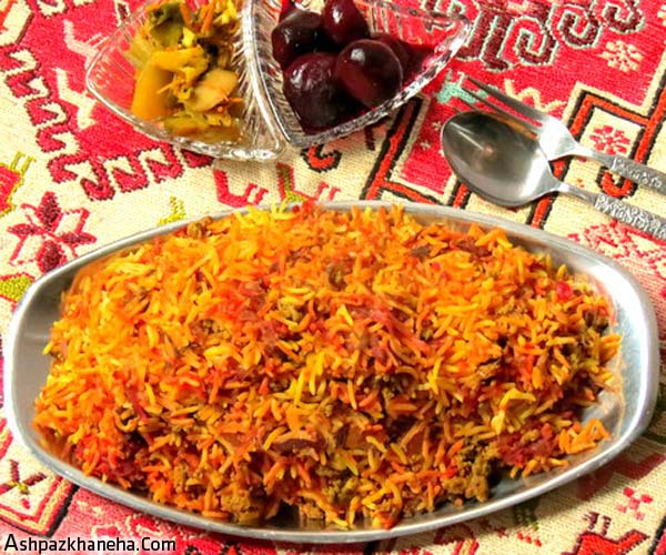 لبو پلو با گوشت چرخ کرده