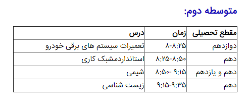 برنامه&zwnj;های درسی ۲۴ خرداد شبکه&zwnj;های تلویزیونی