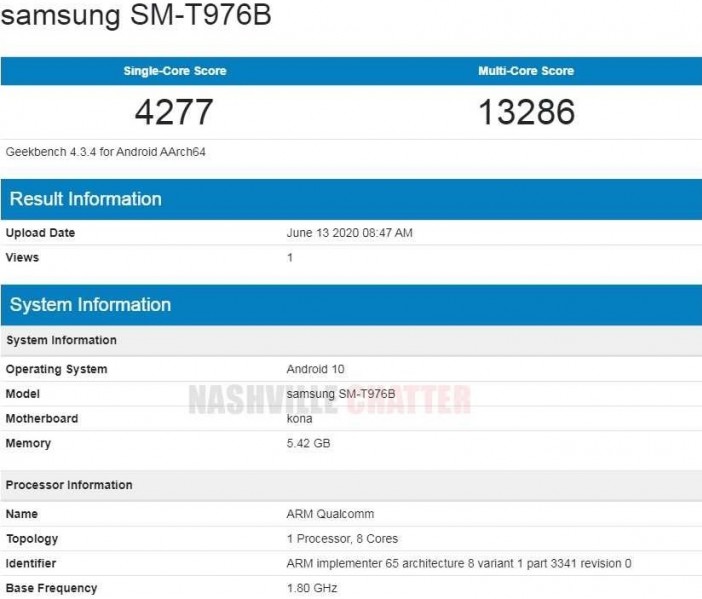 نتیجه بنچمارک گلکسی Tab S7 پلاس منتشر شد