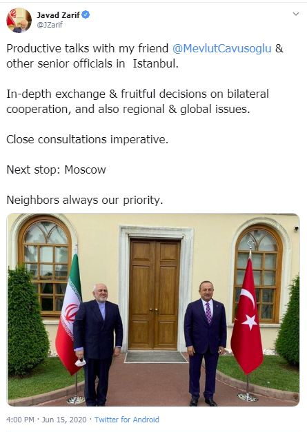 گزارش محمدجواد ظریف از سفرش به استانبول