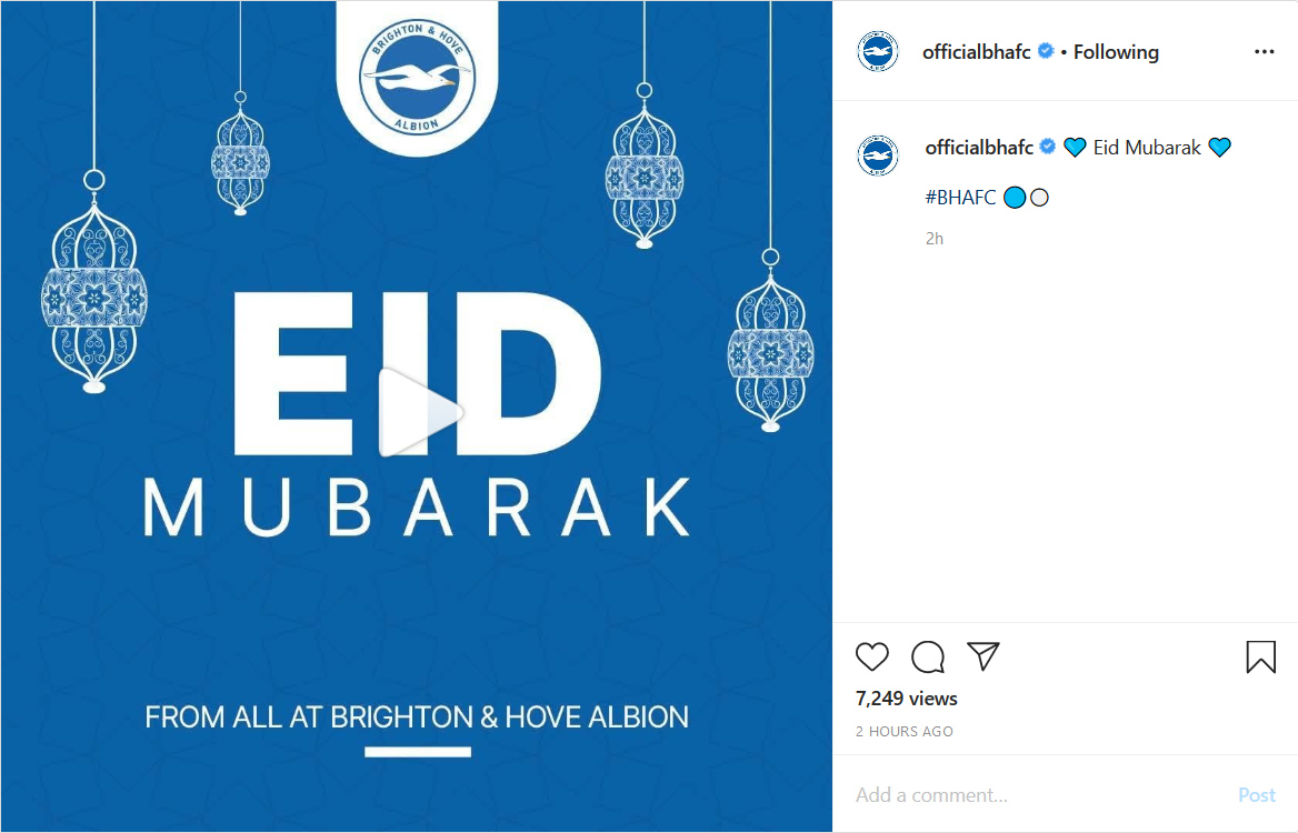 تبریک عید فطر به سبک بازیکنان تیم برایتون
