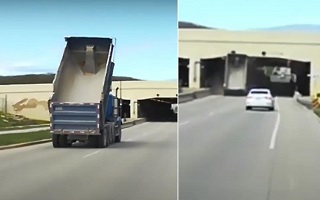 حادثه ناخوشایندی که در جاده برای کامیون رخ داد