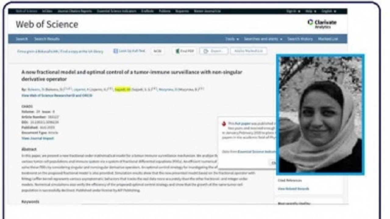قرار گرفتن مقاله عضو هیئت علمی دانشگاه حکیم سبزواری در جمع مقالات پراستناد پایگاه web of science