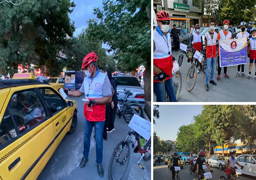 رکابزنان مهابادی برای پیشگیری از کرونا به میدان آمدند