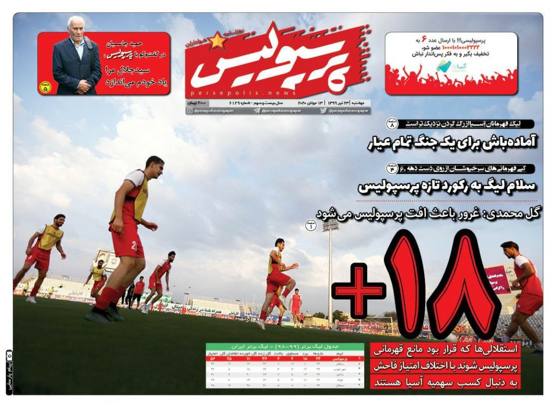 روزنامه&zwnj;های ورزشی ۲۳ تیر
