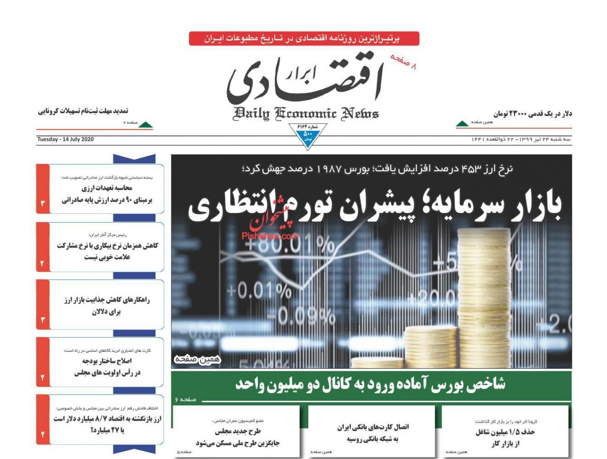 معمای دلارهای صادراتی/ سونامی بیکاری پیامد بحران کرونا/ بازار سرمایه پیشران تورم انتظاری