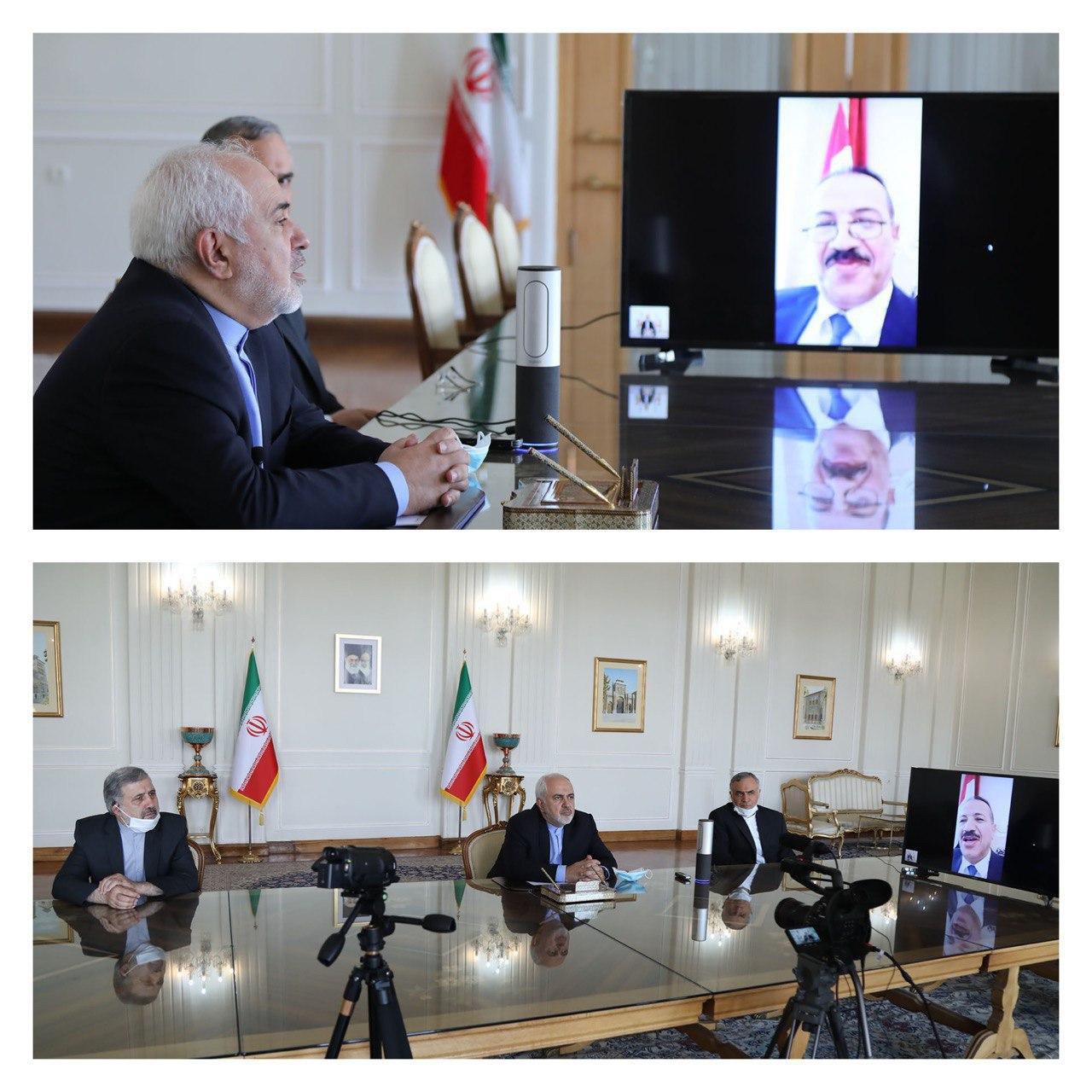 رایزنی ویدئو کنفرانسی ظریف با وزیر خارجه دولت نجات ملی یمن