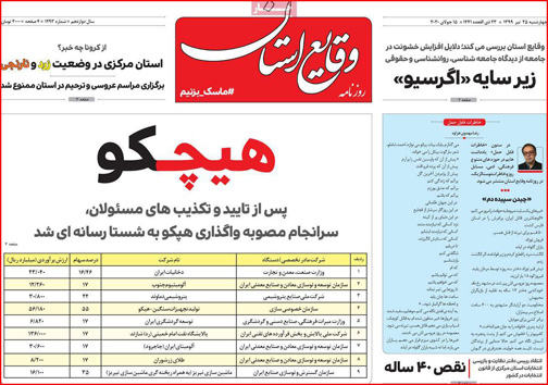 نیم صفحه نخست روزنامه&zwnj;های استانی؛