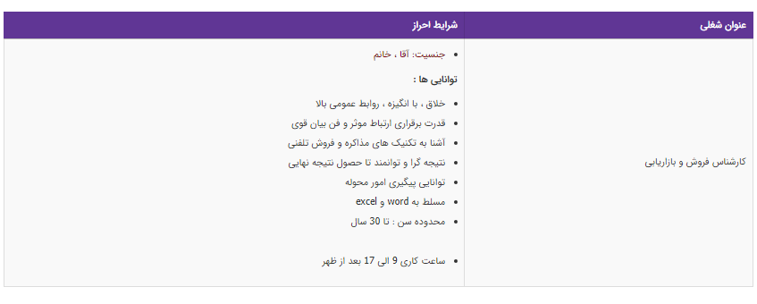 استخدام کارشناس فروش و بازاریاب در تهران