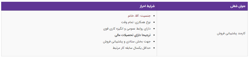 استخدام کارمند پشتیبانی فروش در یک شرکت معتبر