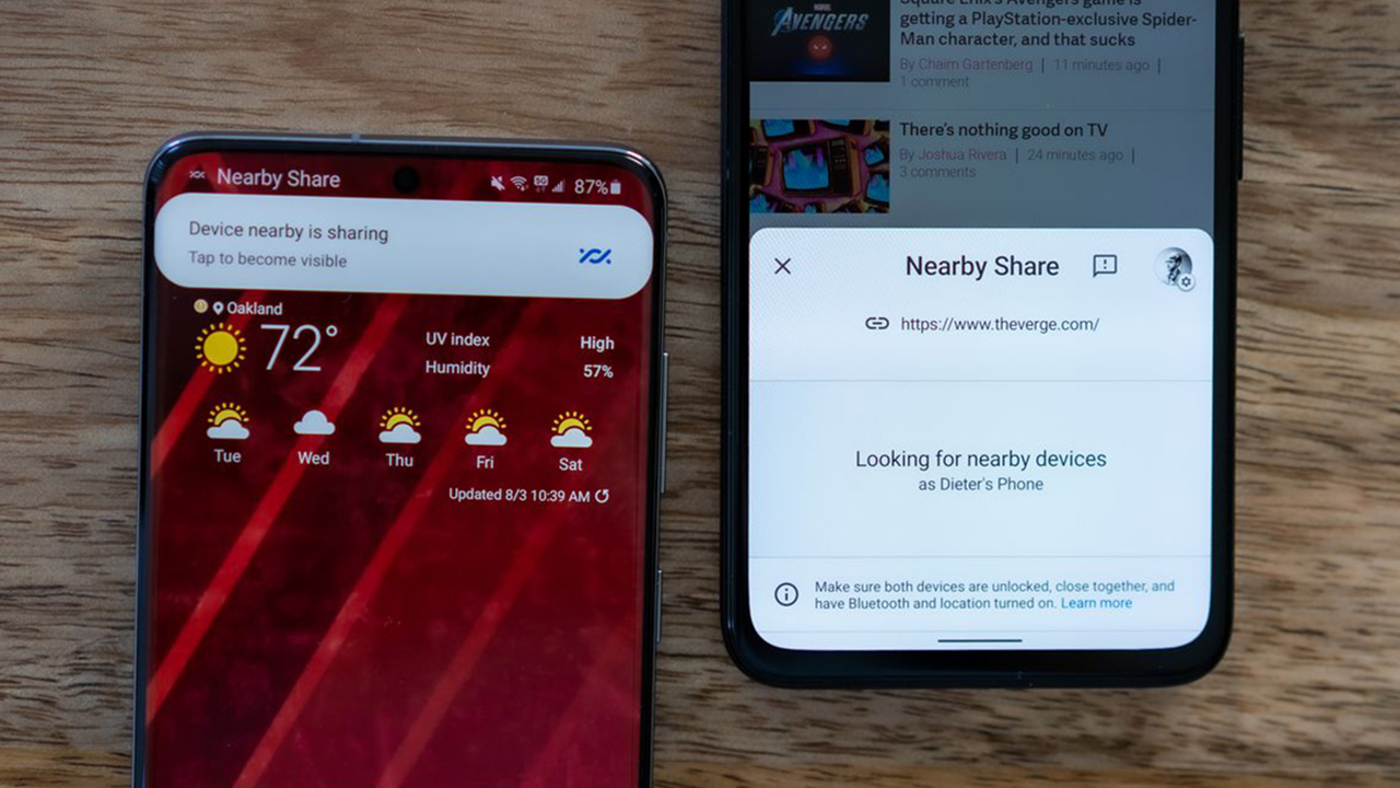 قابلیت Nearby share سیستم عامل اندروید
