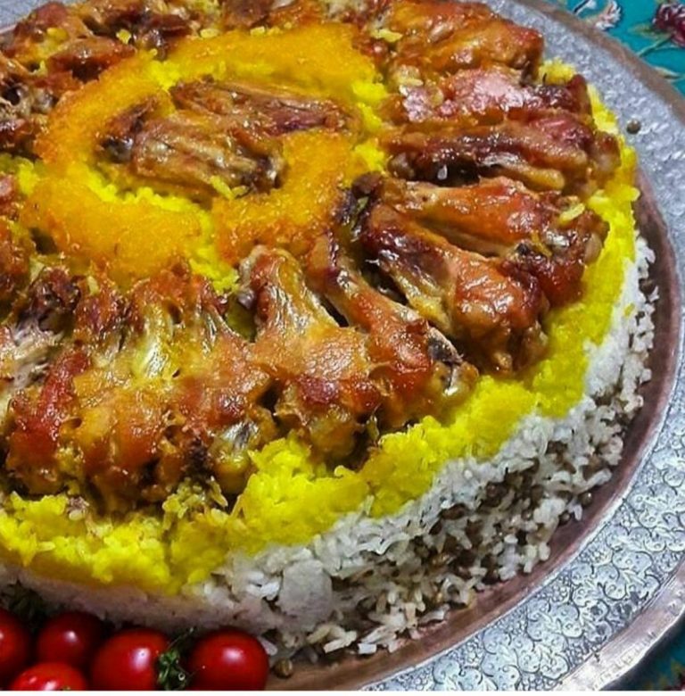 ته انداز مرغ زعفرانی مجلسی با زرشک پلو، سبزی یا عدس پلو بدون پلوپز + طرز تهیه