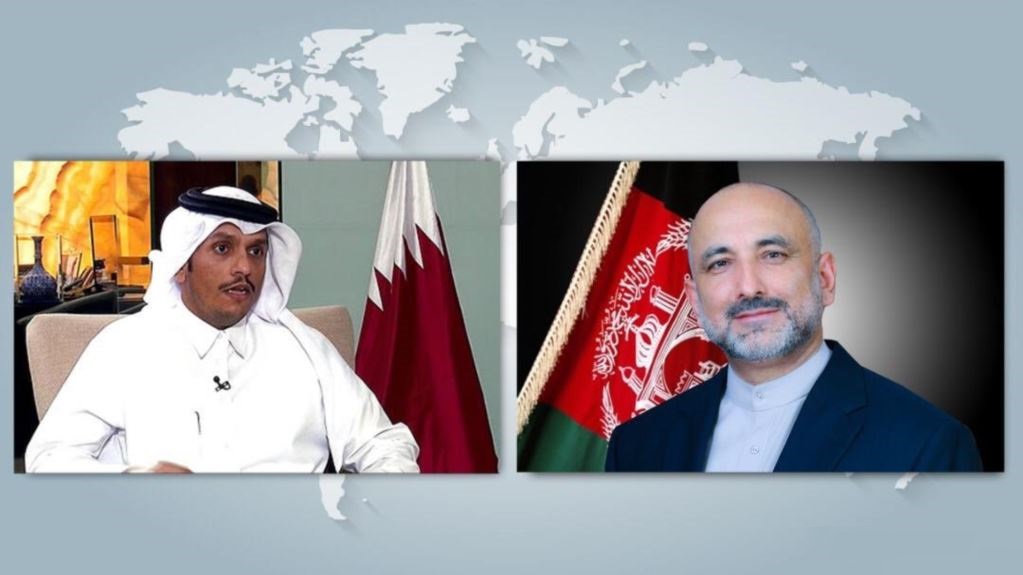 گفتگوی تلفنی اتمر و وزیر امور خارجه قطر درباره روند صلح با طالبان