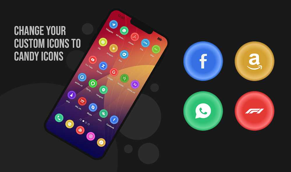 دانلود Candy Icon Pack 1.0.8 &ndash; آیکون پک جذاب و رنگی آب نباتی اندروید