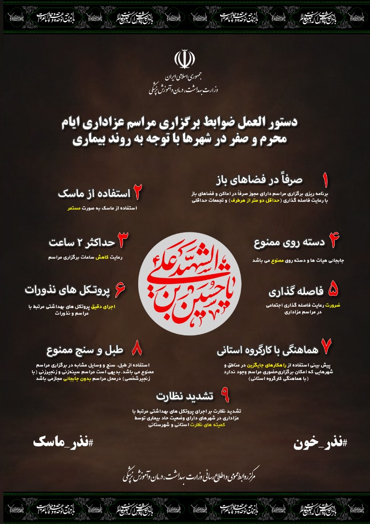دستورالعمل ضوابط برگزاری مراسم عزاداری محرم و صفر در شهرها