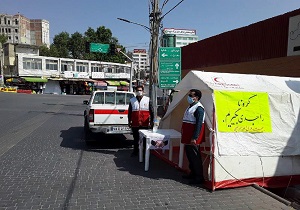 برپایی چادر‌های هلال احمر با هدف قطع زنجیره انتقال کرونا در اردبیل