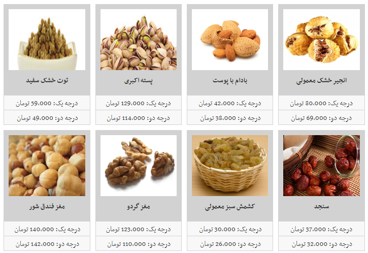 انواع خشکبار در میادین میوه و تره بار چقدر است؟