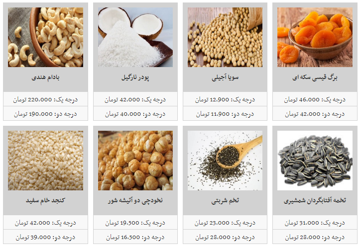 انواع خشکبار در میادین میوه و تره بار چقدر است؟
