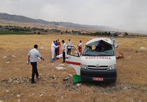 واژگونی آمبولانس اورژانس حامل بیماران کرونایی