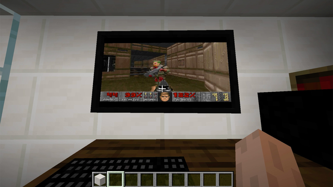 بازی کردن عنوان Doom روی ویندوز ۹۵ در Minecraft بازی کردن عنوان Doom روی ویندوز ۹۵ در Minecraft