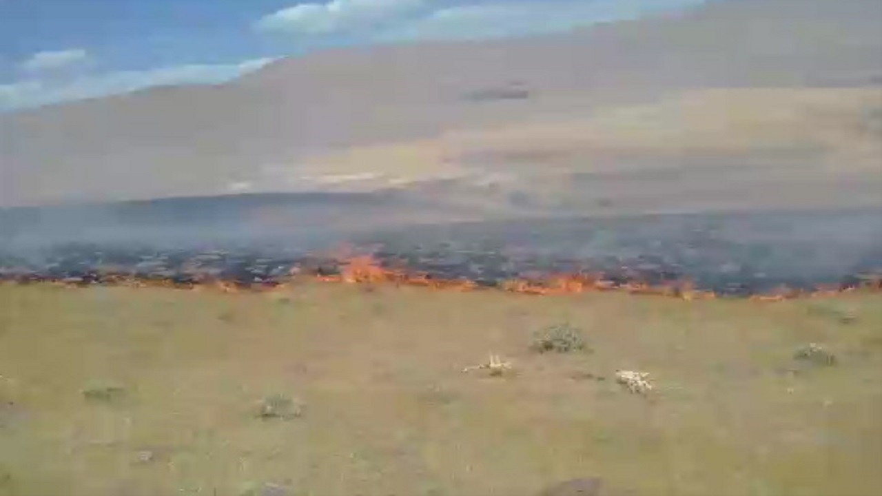 آتش&zwnj;سوزی مراتع در روستای چپقلو + فیلم