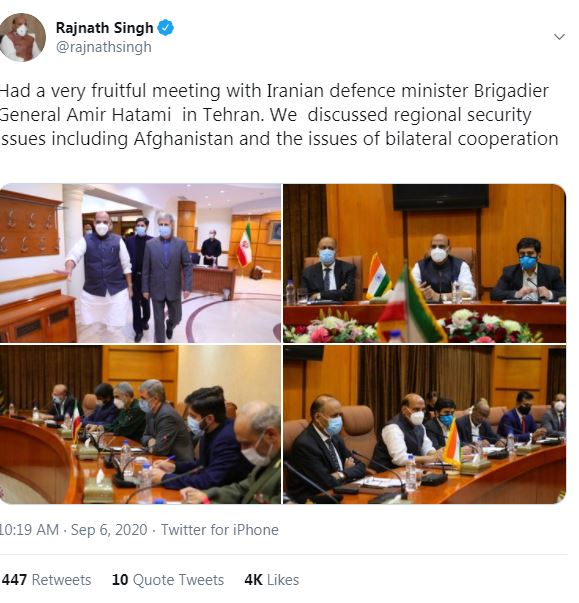 وزیر دفاع هند دیدار با همتای ایرانی خود را پربار خواند