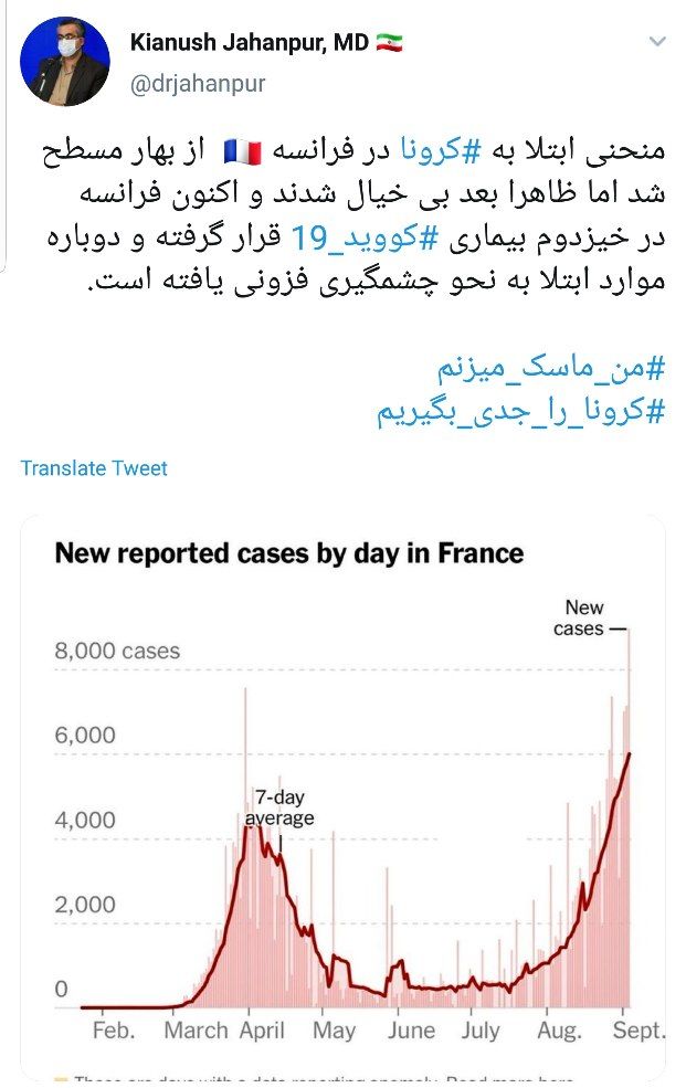 کرونا در فرانسه خیز برداشت