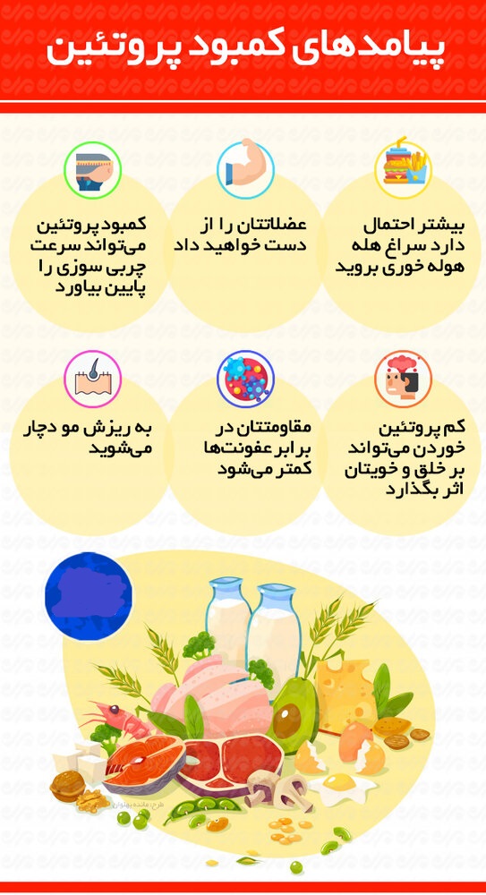 پیامدهای کمبود پروتئین + اینفوگرافیک