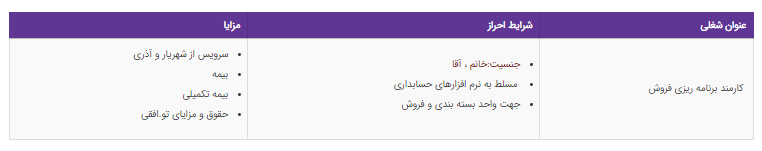 استخدام کارمند برنامه ریزی فروش در یک شرکت معتبر