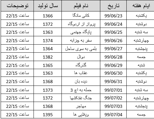 جشنواره فیلم&zwnj;های دفاع مقدسی تلویزیون را از دست ندهید+ جدول پخش