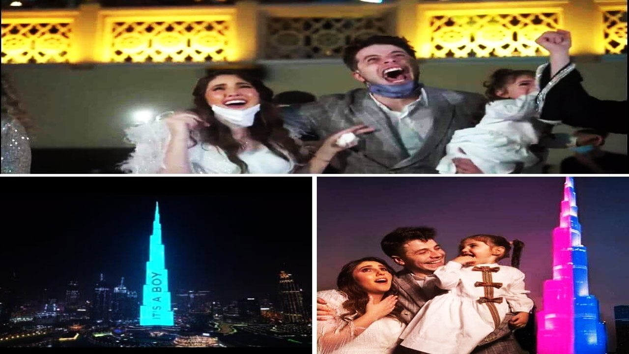 جشن تعیین جنسیت فرزند یکی از سرکردگان معارضین سوری در برج خلیفه دبی + فیلم