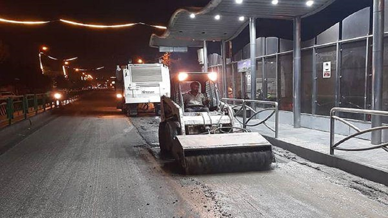 آغاز عملیات بهسازی روکش آسفالت در خط ۲ بی آر تی