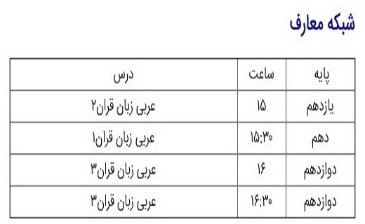 برنامه درسی ۲۷ شهریور شبکه&zwnj;های تلویزیونی