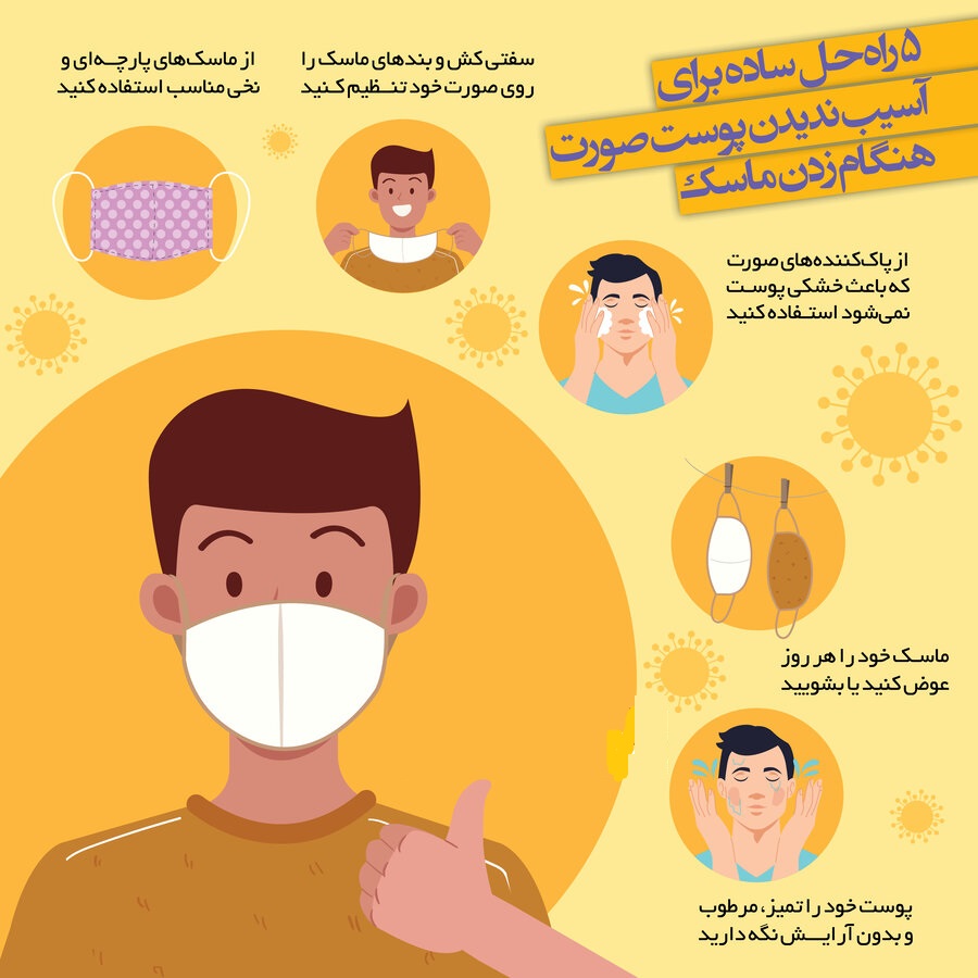 ۵ راه&zwnj;حل ساده برای آسیب ندیدن پوست صورت هنگام زدن ماسک + اینفوگرافیک