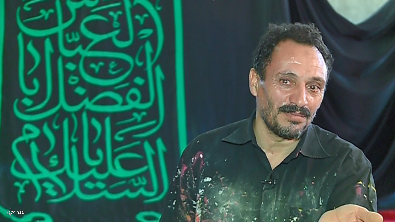 علی یغمائیان هنرمند خمینی تحریر گر پرچم سفر به هفت شهر عشق با بیرق محبت اهل بیت
