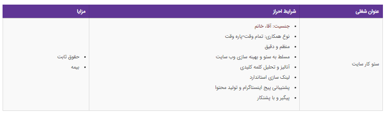 استخدام سئو کار سایت در یک شرکت معتبر