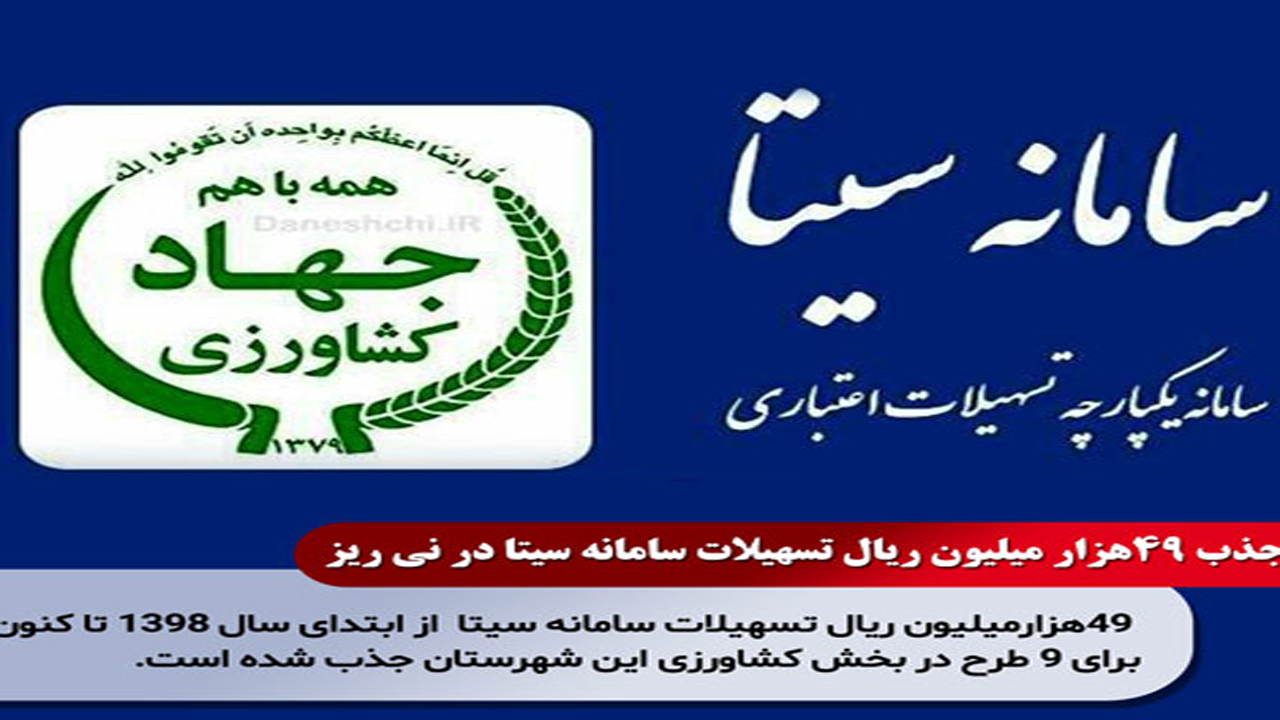 جذب ۴۹ هزار میلیون ریال تسهیلات سامانه سیتا در نی ریز