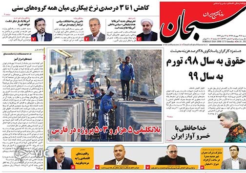 تصاویر صفحه نخست روزنامه&zwnj;های استان فارس روز شنبه 19 مهرماه سال ۱۳۹۹