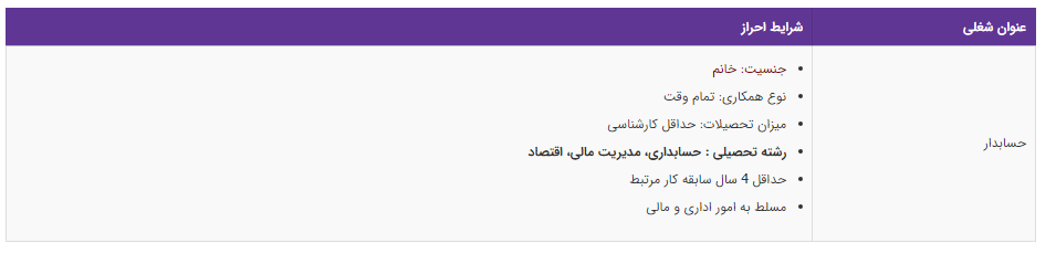استخدام حسابدار در تهران