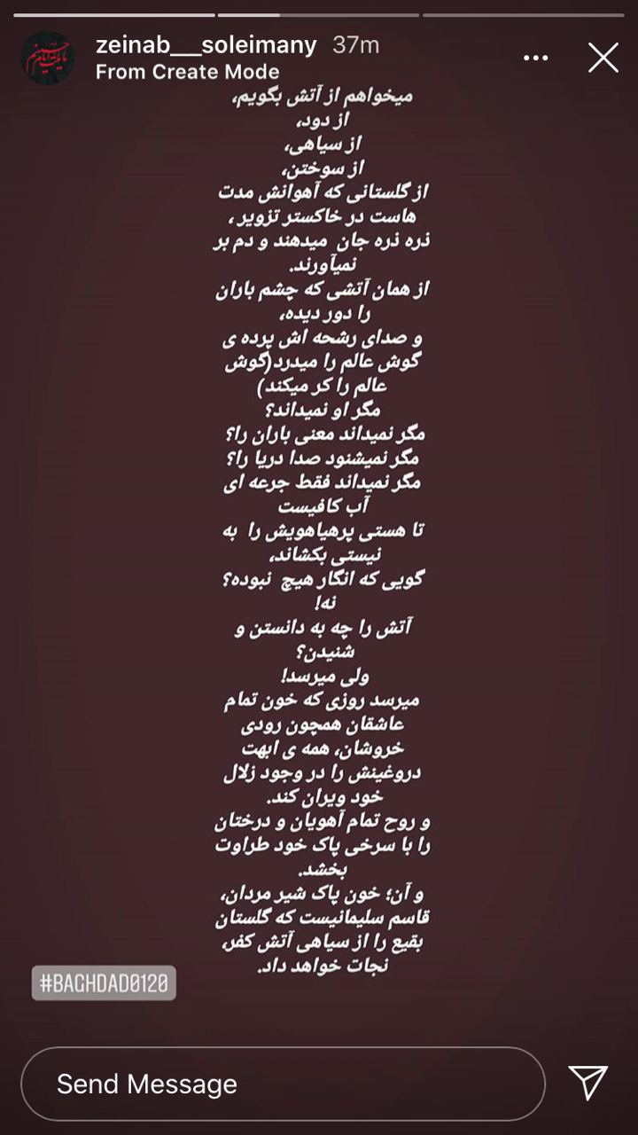 استوری زینب سلیمانی استوری زینب سلیمانی