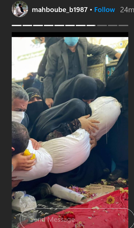 استوری های همسر شهید محمد بلباسی از مراسم تشییع شهید