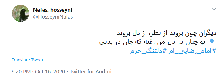 هشتگ&zwnj;های امروز توئیتر فارسی در قرق امام رضا (ع)