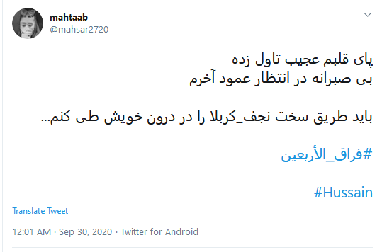 دلتنگی توئیتری کاربران در فراق اربعین