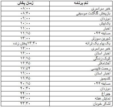 جدول پخش برنامه&zwnj;های رادیویی ۱۰ آبان ماه صدا و سیمای مرکز زنجان