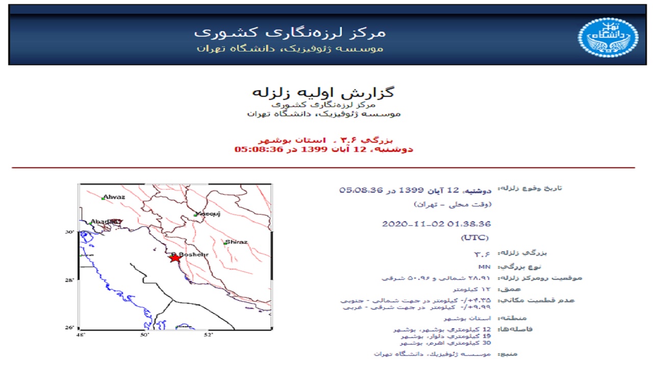 زلزله در اَهرَم